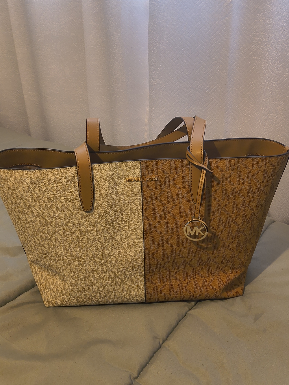 Michael Kors Two-Tone Brown/Beige Logo Tote